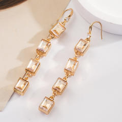 Bohemian Ethnic Style Earrings Turquoise Milk Pattern Leather Diamond Hollow Earrings