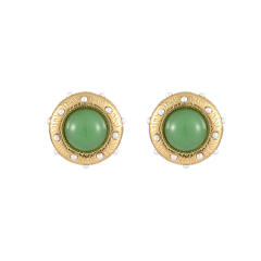 Vintage Crystal Diamond Pearl Round Earrings stainless steel earrings