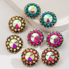 Hot sale western style vintage glass crystal statement studs earrings