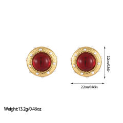 Vintage Crystal Diamond Pearl Round Earrings stainless steel earrings