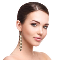 Alloy inlaid white turquoise retro temperament earrings