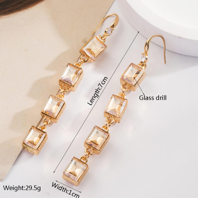 Bohemian Ethnic Style Earrings Turquoise Milk Pattern Leather Diamond Hollow Earrings