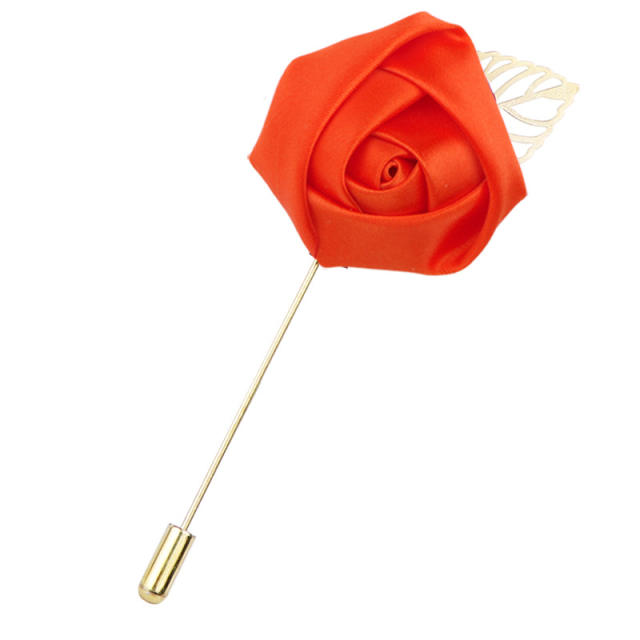 Korean Flower Corsage Red Rose Long Pin Men's Women's Long Pin Flower Brooch