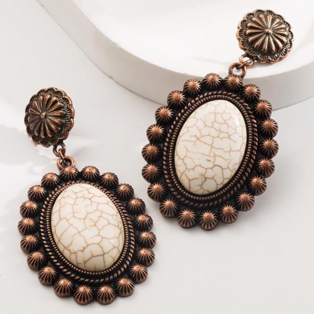 urquoise Earrings New Alloy Retro Geometric Bohemian Ethnic Style Retro Earrings for Women