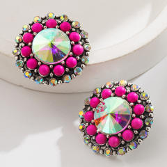 Hot sale western style vintage glass crystal statement studs earrings