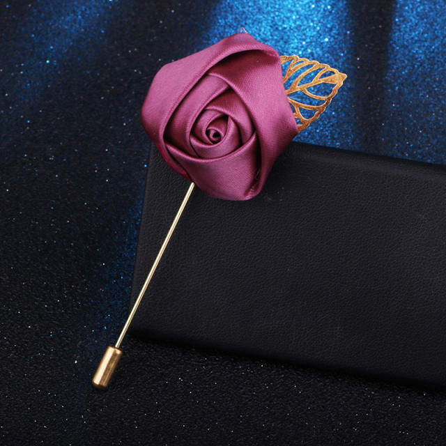 Korean Flower Corsage Red Rose Long Pin Men's Women's Long Pin Flower Brooch