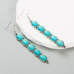 Alloy inlaid white turquoise retro temperament earrings