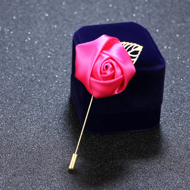 Korean Flower Corsage Red Rose Long Pin Men's Women's Long Pin Flower Brooch