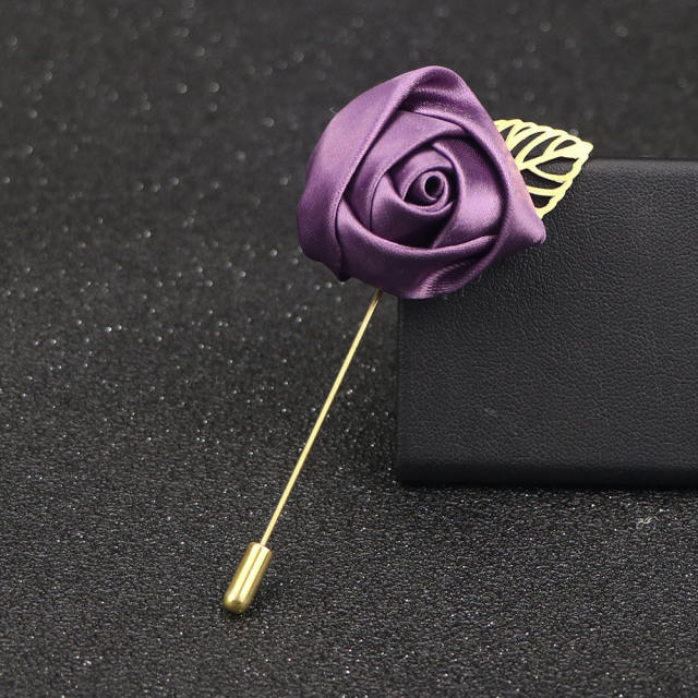 Korean Flower Corsage Red Rose Long Pin Men's Women's Long Pin Flower Brooch