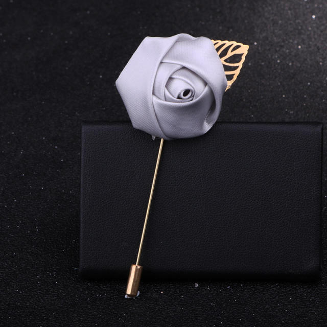 Korean Flower Corsage Red Rose Long Pin Men's Women's Long Pin Flower Brooch