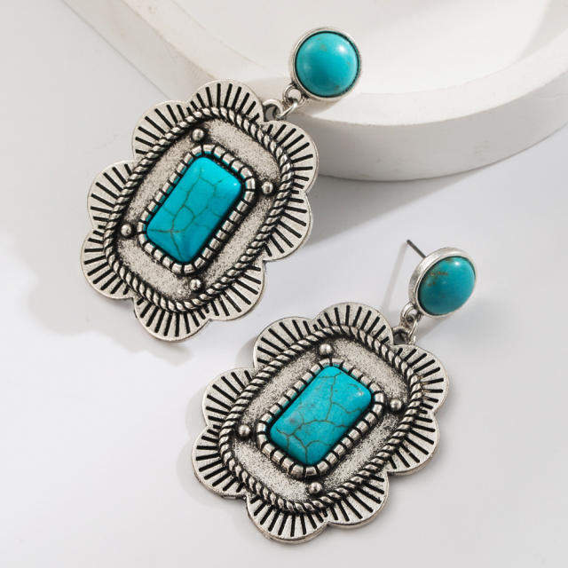 Exaggerated Turquoise Earrings Geometric Star Lightning Shape Earrings