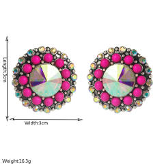 Hot sale western style vintage glass crystal statement studs earrings