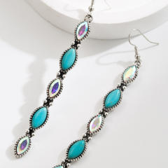 Bohemian Turquoise Leopard Pendant Earrings Ethnic Long Earrings