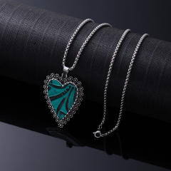 Natural Turquoise Necklace for Women vintage alloy pendant necklace