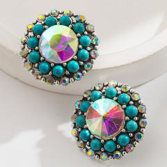 Hot sale western style vintage glass crystal statement studs earrings