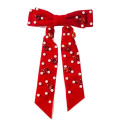 Winter sweet pearl bead velvet bow hair clips french barrette hair clips