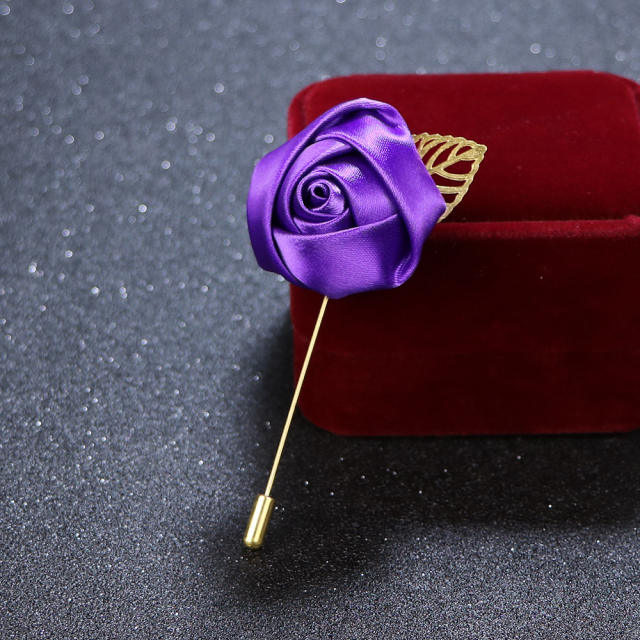 Korean Flower Corsage Red Rose Long Pin Men's Women's Long Pin Flower Brooch