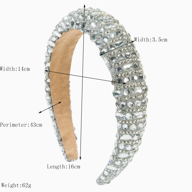 Delicate diamond padded headband wedding headband