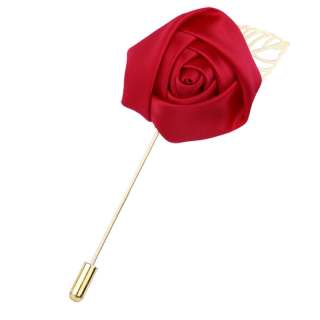 Korean Flower Corsage Red Rose Long Pin Men's Women's Long Pin Flower Brooch