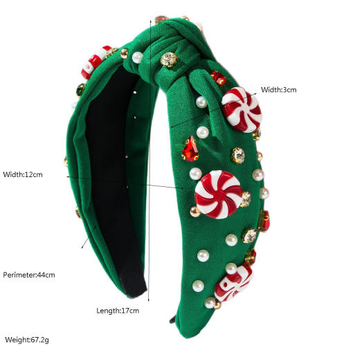 Personality green red color christmas knotted headband