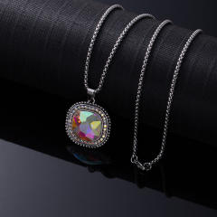 Natural Turquoise Necklace for Women vintage alloy pendant necklace