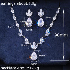 Fashion Ladies Zircon Earrings Necklace High Quality wedding necklace set