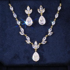 Fashion Ladies Zircon Earrings Necklace High Quality wedding necklace set