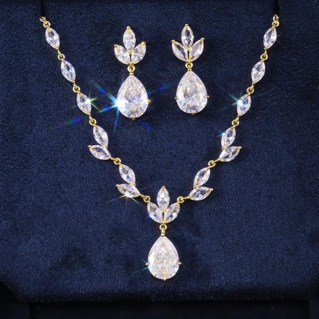 Fashion Ladies Zircon Earrings Necklace High Quality wedding necklace set