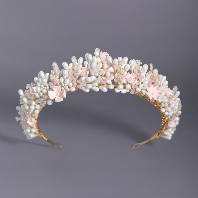 Elegant white color Gypsum flowers wedding headband crown