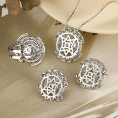 Elegant imitation pearl inlaid wedding party necklace earrings rings set