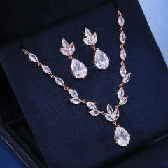 Fashion Ladies Zircon Earrings Necklace High Quality wedding necklace set