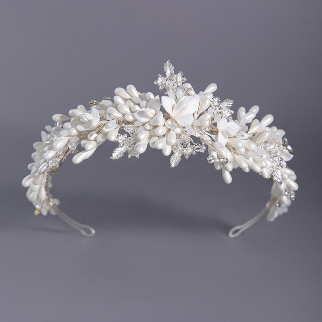 Elegant white color Gypsum flowers wedding headband crown