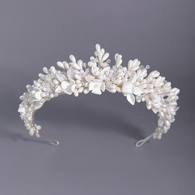 Elegant white color Gypsum flowers wedding headband crown
