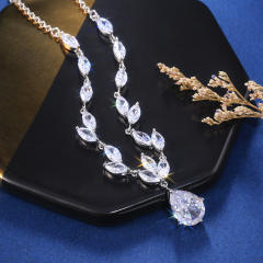 Fashion Ladies Zircon Earrings Necklace High Quality wedding necklace set