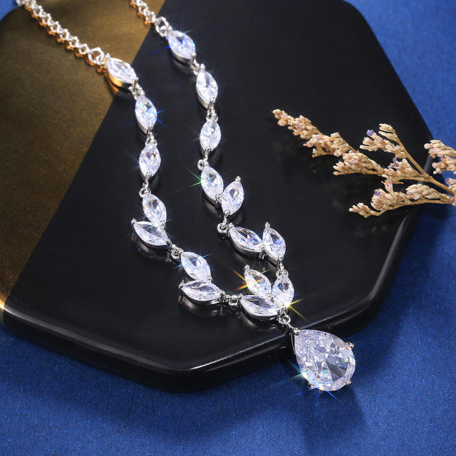 Fashion Ladies Zircon Earrings Necklace High Quality wedding necklace set