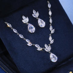 Fashion Ladies Zircon Earrings Necklace High Quality wedding necklace set