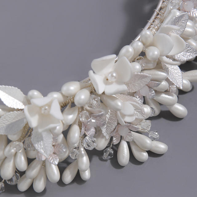 Elegant white color Gypsum flowers wedding headband crown