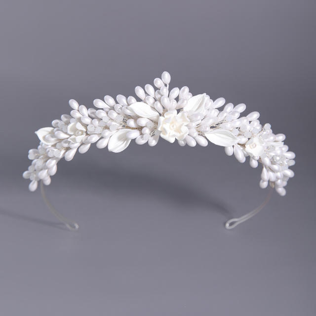 Elegant white color Gypsum flowers wedding headband crown