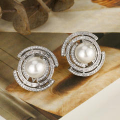 Elegant imitation pearl inlaid wedding party necklace earrings rings set