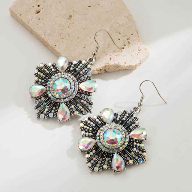 Vintage turquoise bead inlaid boho earrings