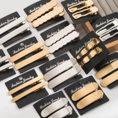 Easy match 2pcs set gold silver color metal hair clips duckbill hair clips