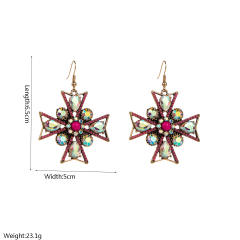 Boho turquoise bead inlaid cross shape holiday party earrings
