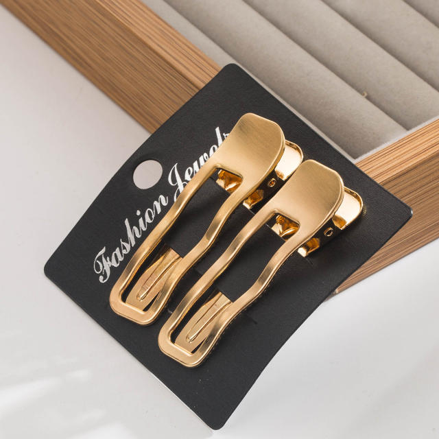Easy match 2pcs set gold silver color metal hair clips duckbill hair clips