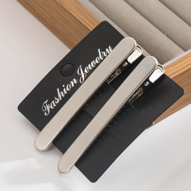 Easy match 2pcs set gold silver color metal hair clips duckbill hair clips