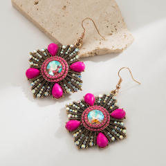 Vintage turquoise bead inlaid boho earrings