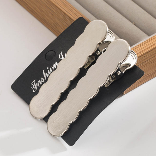 Easy match 2pcs set gold silver color metal hair clips duckbill hair clips