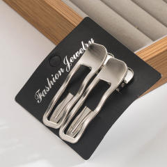 Easy match 2pcs set gold silver color metal hair clips duckbill hair clips