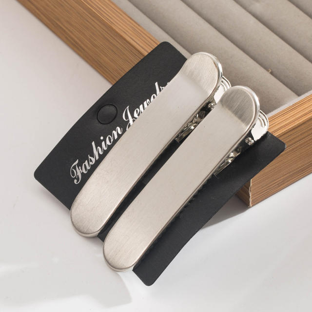 Easy match 2pcs set gold silver color metal hair clips duckbill hair clips