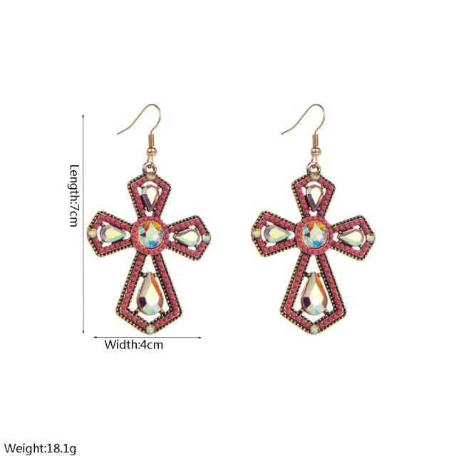 Vintage cross earrings boho turquoise dangle earrings