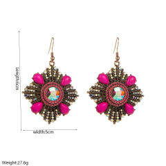 Vintage turquoise bead inlaid boho earrings